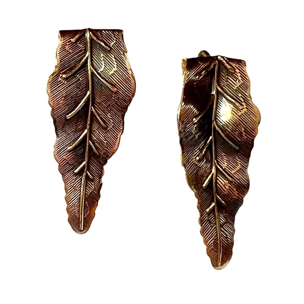 Vintage Danecraft Sterling Silver Leaf Clip On Earrings Set 925